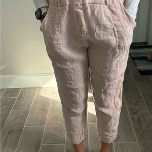 Blush Pink Cropped Linen Pants